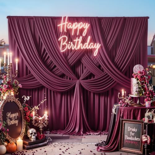 20FTx12FT Burgundy Backdrop Curtains for Weddings, Birthdays and Photos - Image 3