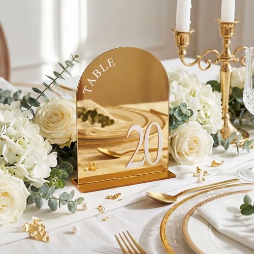 Aceorbit Gold Wedding Table Numbers 1-20 with Stands 5" x 7" - Image 6