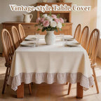 Retro Farmhouse Ruffle Tablecloth 60" x 120" Plaid Flounces Trim Washable Table Cover Tablecloths for Rectangle Table Picnic Kitchen Dining Room Home Party Wedding Decor Khaki Gingham Patchwork - Image 5