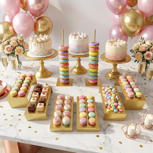 3 Pcs Metal Cake Stand Set 8/10/12 inch Gold Dessert Table Display - Image 3