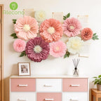 Alecono 9 Pcs Giant Paper Flowers Decorations for Wall (24", 20", 14") - Image 2