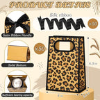 AmazingSpark 50 Pcs Leopard Print Mini Gift Bags Bulk 6.3 x 3.9 x 2.8 Inch Cheetah Small Gift Bags with Handles and Ribbon Bows for Wedding Birthday Bridal Baby Shower Party Favors(Brown Black) - Image 2