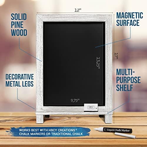 Rustic Whitewash Tabletop Chalkboard Sign/Hanging Magnetic Wall Chalkboard/Small Countertop Chalkboard Easel/Kitchen Countertop Memo Board / 12" x 17" in. Weddings, Birthdays, Baby Announcements - Image 2