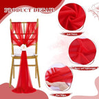 Red Chair Sashes 16 Packs 8ft Long Aisle Wedding Chair Back Side Decorations Fabric Sheer Church Tulle Chairs Drapes Bulk - Image 5