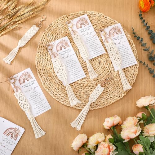 Ecation Boho Baby Shower Favors for Guest Macrame Keychain Bulk - Image 4