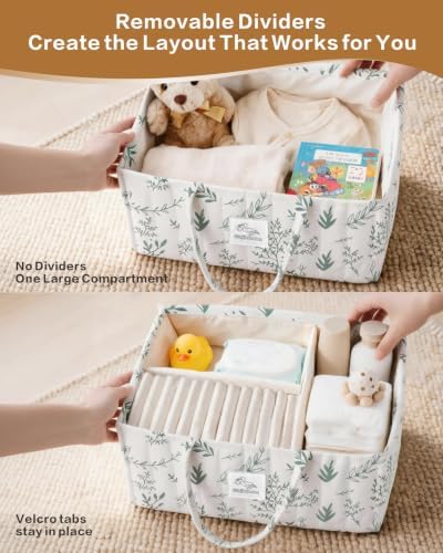 Diaper Caddy Organizer – Nursery Storage Basket (Sage Sprigs) - Image 6
