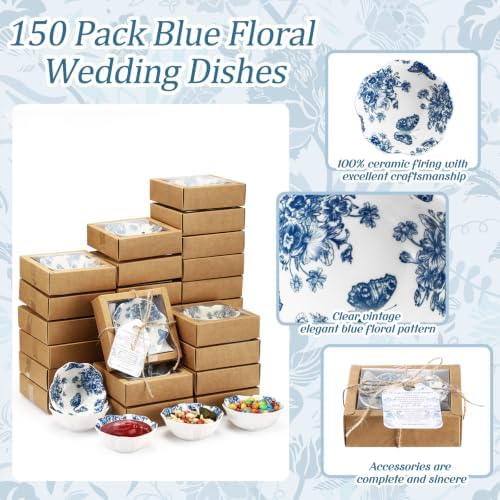 Teenyyou 150 Pack Small Ceramic Bowls Bulk Wedding Favors Blue - Image 3