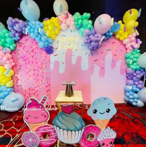 Arch Backdrop Cover Ice Cream Sprinkles Girls Birthday Party Decorations Arch Frame Fabric Cover Sweet ONE Candy Pink Baby Shower Baptism Parties (7.2x4ft Cover,cream1) - Image 5
