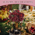 8 Bundles Artificial Peony Centerpiece Flowers,Burgundy - Image 4