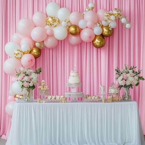 50ftx12ft Pink Backdrop Curtains for Parties, Wrinkle Free Polyester Pink Photo Backdrop Drapes 10 Panels 12 ft Long Back Drop Cloth for Wedding Birthday Photography Background Party - Image 7