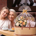 Reallnaive 12 Sets Empty Gift Baskets to Fill Large Bamboo Woven Baskets with Handles 15.8 x 7.9 x 6.3 inch Includes Clear Wrap Bags and Bows for Raffle, Baby Shower, Wedding,Thanksgiving Day - Image 5