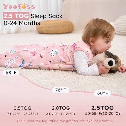 Yoofoss Baby Sleep Sack 18-24 Month 2.5TOG 100% Organic Cotton 2-Way Zipper - Image 6