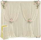 50ft x 12ft Beige Backdrop Curtains Wrinkle Free Backdrop Curtain for Wedding Parties Beige Fabric Backdrops Drapes Back Drop Cloth Bridal Shower Stage Curtains Wedding Decorations for Reception by Tao-GePartyDecorations