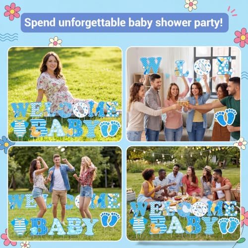 Waterproof Corrugated Plastic Welcome Baby Yard Signs - 13 Pack Lawn Decorations with Stakes - Durable Outdoor Party Decor for Gender Reveal or Baby Shower - Blue Boy - Image 6