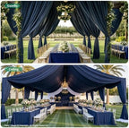 4 Panels 5ft(W) x 20ft(L) Navy Blue Ceiling Drapes for Wedding Parties - Image 4
