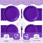 Vyntra 350 Pcs Purple Paper Plates and Napkins Party Supplies - Image 3
