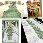 12 Pack Sage Green Table Runner 10Ft Cheesecloth Table Runner Rustic Gauze Table Runners Romantic Long Sage Sheer Fabric Cheese Cloth Table Runners for Wedding Party Bridal Baby Shower - Image 5
