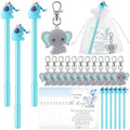 Engrowtic 50 Sets Baby Shower Favors for Guests Gifts Includes 50 Blue Elephant Keychain 50 Thank You Cards 50 Elephant Pens 50 Organza Bags Party Favor Gift Bags for Birthday Gender Reveal Party by Engrowtic