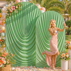 Sage Green Wedding Arch Backdrop Cover 7.2ft and 6ft Draped Arch Covers Stretchy Backdrop Spandex Balloon Arch Covers for Bridal Shower Baby Shower Engagement Photography Birthday Party Decorations - Image 4