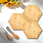 Ziliny 6 Set Baby Shower Prizes, Honey Bee Cheese Board Gifts, Hexagon - Image 4