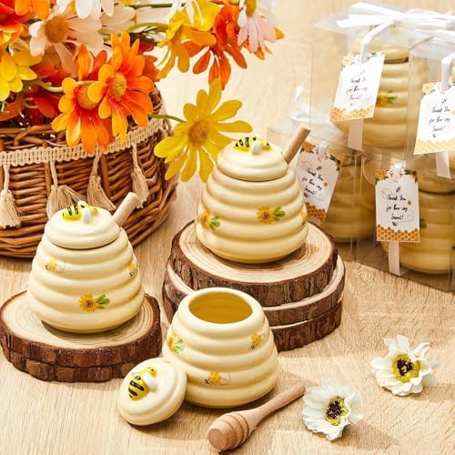 Yinder 18 Pcs Baby Shower Prize for Winners Honey Party Favors 3 oz Ceramic Honey Jars with Dippers Mini Bee Themed Pots with Goodie Boxes for Baby Shower Wedding Favors Bee Themed Party Gifts - Image 4
