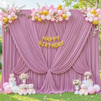 4 Panels Dusty Pink Backdrop Curtain for Parties Wedding Wrinkle Free Pink Photo Curtains Backdrop Drapes Fabric Decoration for Birthday Party Baby Shower 20ft(W) x 10ft(H) - Image 4