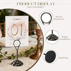 Urban Deco 16 Pieces Table Card Holder Place Card Holders 4 inches Steel Card Holders for Photos, Food Signs, Memo Notes, Weddings, Restaurants, Birthdays (Nickel Black Round) - Image 3