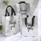 Fumete 50 Pcs Silver Glossy Thank You Gift Bag with Handles - Image 4