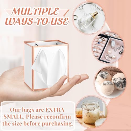 Yeaqee 50 Pcs Mini Paper Gift Bags with Handles Tag, White, Rose Gold - Image 3