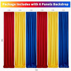 Party Backdrop Curtain 15ftx10ft - Red Yellow Blue Satin Drapes - Image 3