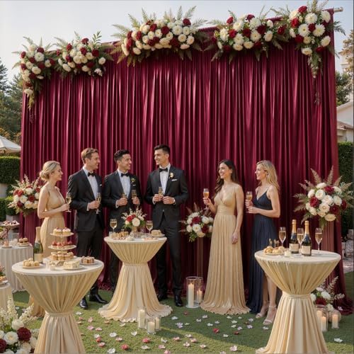 Burgundy Satin Backdrop Curtains 8 Panels - Glitter Photo Drapes for Baby Shower, 40x10FT Shimmer Back Drop Cloth, Wrinkle Free for Birthday Party Prom Wedding Stage Background - Image 4
