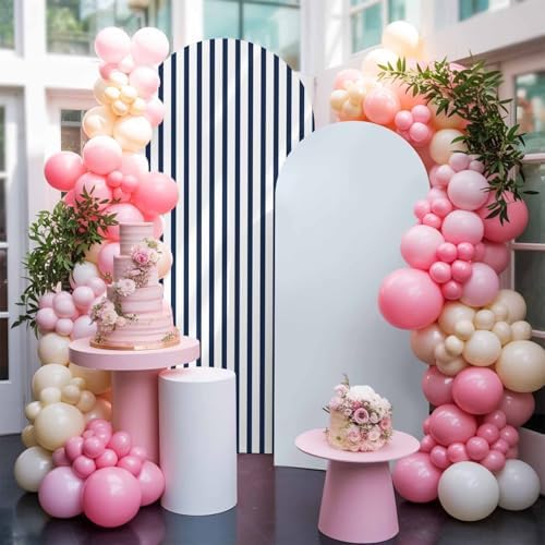 Strip Spandex Arch Backdrop Cover 6.6FT for Balloon Garland Farmhouse Strip Navy Blue Double-Sided Chiara Backdrop Stand Cover Elastic Fitted Fabric Background for Birthday Party Baby Shower Decor - Image 6