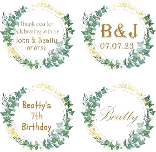 Personalized Custom Stickers Labels for Wedding Favors Birthday, Business Logo Customized Sticker.Waterproof, Fade & Heat Resistant and Cold Resistant. Pack of 100 to 1000.(Pattern 3, 4 Inch) - Image 2