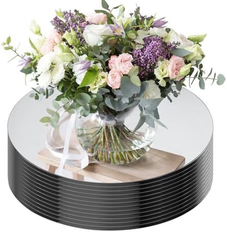 Seelenruhe 12" Round Mirrors for Centerpieces for Tables, Round Mirrors Trays Plates for Centerpieces, Wedding Decorations, Baby Shower Party, Christmas Decorations, 2mm, 12 PCS by Unknown