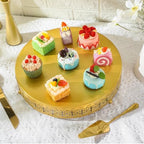 Wenqik Gold Metal Cake Stand 14 Inch with Cutting & Spatula - Image 5