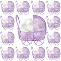 Threehoney 24 Pcs Baby Shower Mini Carriage Decoration Metal Wired Fillable Candy Stroller Baby Shower Table Centerpiece for Guest Gender Reveal Wedding Party Favor Gift (Purple) by Threehoney