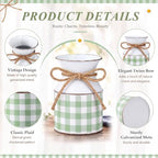 Domensi 6 Pcs Farmhouse Metal Flower Vase, Green Gingham Table Centerpiece - Image 3