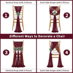 QueenDream Burgundy Chair Sashes Wedding: 16 Pieces Long Sheer Wedding Aisle Chair Decorations Tulle Chairs Covers with Artificial Eucalyptus - Image 4