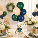 Whaline 12 Sets Bear Balloon Stand Kit for Table Centerpiece Baby Shower Party Decoration 90Pcs Green Blue Beige Latex Balloon Stick Holder with Base for Birthday Gender Reveal - Image 4
