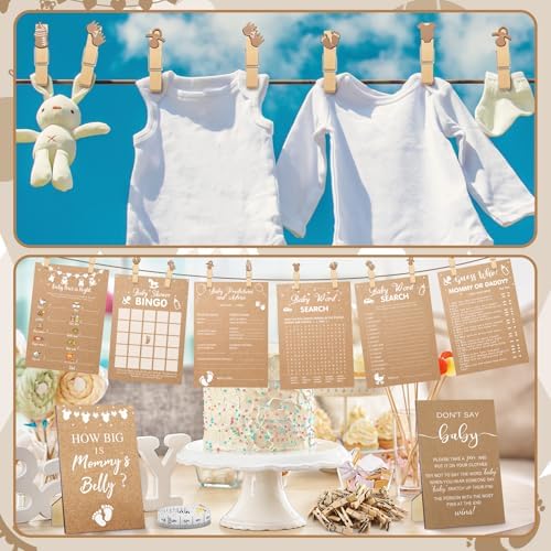 Funnymoom 426 Piece Kraft Baby Shower Games Set 8 Games for 50 Guests - Image 5