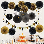 Hanging Paper Fans 2set Paper Fan Flower Bunting Flag Hanging Decor for Baby Shower Birthday Wedding Christmas Party Decoration for Weddings Birthdays(Yellow) - Image 5