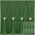 8 Panels Valley Green Backdrop Curtain for Parties Wrinkle Free Dark Green Photo Curtains Backdrop Drapes Fabric Decoration for Weding Baby Shower Birthday Party Photography 40ft(W) x 10ft(H) by Tao-GePartyDecorations