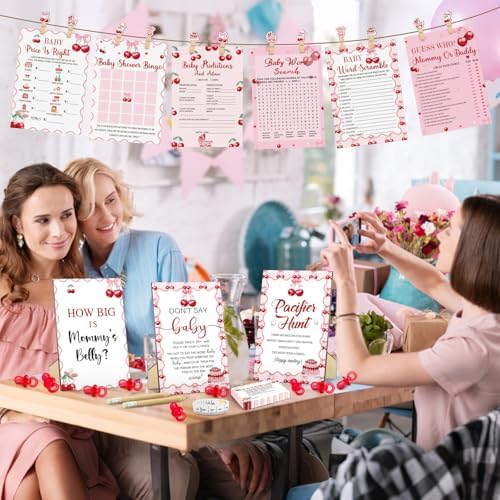 Sherr 476 Pcs Cherry on Top Baby Shower Games, 6 Sets Party Activities - Image 5