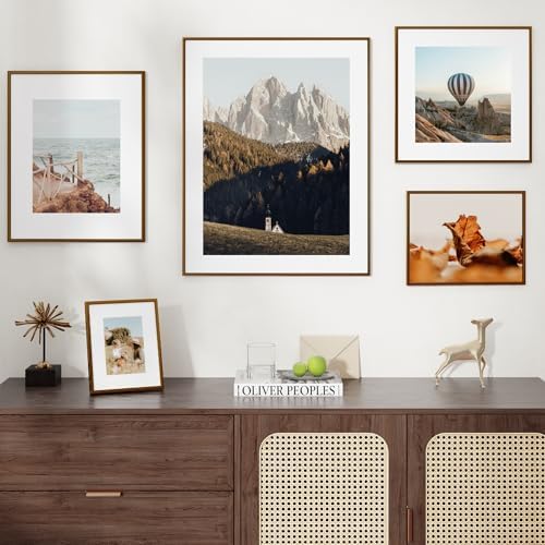 16x20 Metal Picture Frame For Wall With Mat For 11x14, 16''x20'' Aluminum Photo Frames With Tempered Glass For Home Decor, Minimalist Modern Poster Frame Horizontal And Vertical Formats, Bronze - Image 3