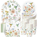 Pickmesh 250 Pcs Spring Wildflower Decoration Floral Hummingbird Themed Disposable Paper Plates Napkins and Cups Dinner Tableware for Birthday Party Dinnerware Birthday Baby Shower Tea Party Supplies by Pickmesh