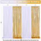 Wedding Backdrop Curtain 10ftx10ft - Gold Sequin and White Satin Drapes - Image 4