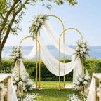 Arch Backdrop Stand and Cover Set 7.2ft,6.6ft,6ft Metal Arch Frame Stand Gold with Beige Cover for Wedding Birthday Party Baby Shower with Storage Bag(Beige, 7.2FT+6.6FT+6FT) - Image 6