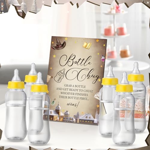 Trelaco 12 Pcs Magical Baby Shower Games Wizard Bottle Chug Wooden Sign Set - Image 2