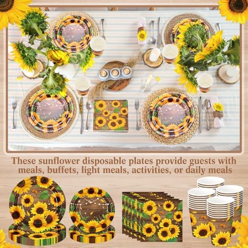 Ziliny Sunflower Party Decorations, Paper Plates Napkins Cups Serve 50 - Image 5