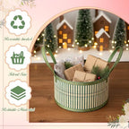Weysat 6 Set Baskets for Gifts Empty Bulk, Large Woven Bamboo Gift Basket Kit with Handles, Bow, Wrap Bag to Fill for Raffle Thanksgiving Day Wedding Birthdays Party Wrapping (Green) - Image 6